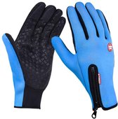 Windstopper handschoenen antislip, winddicht, thermisch warm, touchscreen, ademend, tactico winter heren, dames zwarte rits [blauw/xl]