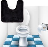 Decopatent® Toiletmat - Wc matjes met anti slip - Wc / Toilet mat - wc matje antislip - Toilet contour mat- Afm 48x48 Cm - Zwart