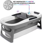 HelloBath® Opvouwbaar bad Antraciet - 140 CM lang - Zitbad voor volwassenen - Inklapbaar Bad - Bath Bucket - Model: Oliver - Incl. Badlamp, Badkussen en Afvoerslang tot 3 meter.