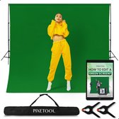 PIXETOOL Green Screen Doek 300 x 300cm met Achtergrondsysteem - Achtergronddoek - Fotostudio -  Green Screen Studio - Inclusief 2 klemmen