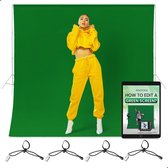 PIXETOOL Green Screen Doek 200 x 150cm - Achtergronddoek - Fotostudio - Fotodoek - Green Screen Studio - Ebook TWV €29,95 - Inclusief 4 Klemmen - Sinterklaas Cadeautjes