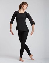 Temps Danse - Dalila - Loose Fit T-Shirt - 3/4 mouw tule inzet - Dames - Dans - Yoga - Viscose - Zwart - XL