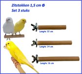 Zitstok, zitstokken, dikte 15 mm, zweefstok,  grasparkiet, kanarie, enz.