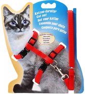 AdroitGoods kattentuigje met looplijn Rood - Cat Leash - Katten riem - Harnas