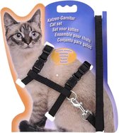 AdroitGoods kattentuigje met looplijn Zwart - Cat Leash - Katten riem - Harnas