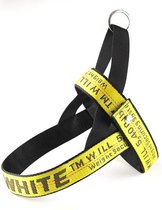 Hondentuigje - Off White - Hondenriem - Tuigje hond - Fashion hond - Tuigje hond Reflecterend - Tuigje hond alle maten - Tuigje hond verstelbaar - Hondenharnas - Honden halsband Reflecterend - Trendy - Mode - Geel - Duurzaam - For your best friend