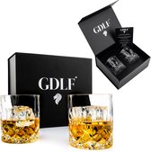 Kristal Vintage Whiskey Glazen Set in Luxe Geschenkdoos by GDLF® | Whiskey Set | Hoogwaardig Lood-Vrij Kristalglas | Kristallen Glazen | Whisky Glazen 310 ml | Peaky Blinders | Kado Man | Cadeau Voor Man | Sinterklaas Cadeautjes