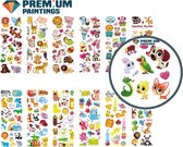 Premium Paintings - Stickers - 12 Stickervellen Dieren - Cartoon - 175 stickers voor kinderen en volwassenen - Beloningsstickers - Bullet Journal Stickers - Foam stickers