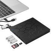 bestberry® 7-in-1 Externe DVD / CD Speler en Brander voor Laptop - Draagbaar - Portable - USB 3.0 & USB-C - Windows, MacOS & Linux - Plug & Play – 4 USB-poorten – SD en Micro SD