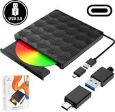 Draagbare Externe DVD en CD Speler voor Laptop - USB naar USB-C Adapter - Geschikt voor PC en MacBook - Brander - Zwart