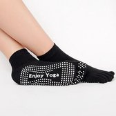 Yoga sokken met antislip - zwart - met tenen - maat 36 tot 40