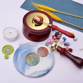 Wax Smelter, Zegellakverwarmer met gouden verwarmingslepel, houten gereedschapsbasis voor het maken van waszegelstempels Goud
