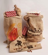 3x Jute Sinterklaas Zakken - Combinatie Set - 60 x 110 cm - Met Sinterklaas Opdruk