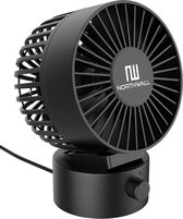 Northwall Mini USB Ventilator - Tafelventilator Zwart - Stille Mini Fan - Retro Bureau Ventilator - Klein, Stil en Geruisloos - Dual Motoren - Kantelbaar - 2 Snelheden