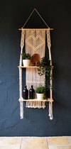 Macramé Wanddecoratie - Wandkleed - Plantenhanger - 150x50cm  - met planken - Home Decoratie - Muuropknoping - Wandhanger - Woonkamer