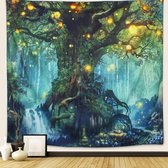 Ulticool - Sprookje Elf Boom Magisch Bos Natuur - Wandkleed - 200x150 cm - Groot wandtapijt - Kinderkamer - Poster