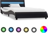 vidaXL Bedframe met LED kunstleer zwart en wit 120x200 cm