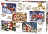 King 5 x 1000 Stukjes Puzzel (68 x 49 cm) - Kerst Collection - 5 in 1 Kerstpuzzel + Posters
