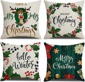 Kerst Kussenhoes - Kussenhoes - Pillow cover - 45 x 45cm - Groen - 4Stuks