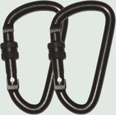 Highlander Basilisk - karabijnhaak sleutelhanger - twee stuks - karabijnhaak met schroefsluiting  - 8mm aluminium - zwart