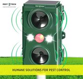 Pest-Tech™ | Supersonisch Flash Kattenverjager | met Smart-Modus | Groter Bereik | Betere Frequenties |Kattenschrik | Werkt op zonne-energie m/ USB oplaadkabel