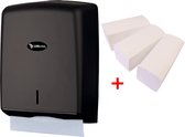 WillieJan startset papieren handdoekjes JF7003 – ABS kunststof – Zwart – Handdoekjes dispenser + 798 papieren handdoekjes