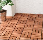 Houten plank Vlondertegel hout vloertegels - tuintegel en tuintegels - tuindecoratie en tuin sfeer - kunstgras tegels