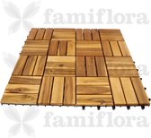 Houten terrastegels acacia 30x30cm - mozaïek - lichtbruin - 9 stuks = 0.81m2