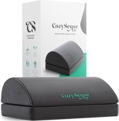 Verstelbare Voetensteun van CozySense® - Geschikt voor Thuis of Kantoor - 2 Verstelbare Hoogtes - Ergonomisch - Anti-Slip - Voetensteun Bureau - Thuiswerken - Hoes met Massage-functie - Wasbaar - Zwart