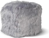 Dutch Decor - SHEEP - Vierkante fluffy poef lichtgrijs 40x40x40 cm- Hocker- Zitmeubel