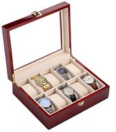 A&K Horlogedoos | Luxe Houten Horloge Box | Geschikt voor Horloges en Sieraden | 10 Compartimenten met 10 Kussentjes | Hout