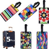 BOTC Kofferlabel - 5 stuks - Bagagelabel -  Reislabel - Adreslabels - Luggage Tag - Leer - Venster - 10.5 x 6.5 cm - Bloemen