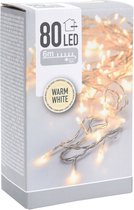 Kerstverlichting transparant snoer met 80 warm witte lampjes - 6 meter  - Kerstlampjes/kerstlichtjes - binnen/buiten