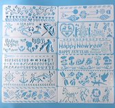 Bullet Journal Plastic Stencils - 12 stuks - Templates - Diversen - Merry Christmas - Happy New Year - Strand - Zee - Schelpen - Bloemen - Letters - Dieren - Sjablonen - 5,8 x 20cm - Handlettering toolkit - Knutselen - Decoratie - Accessoires