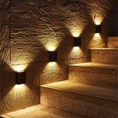 Solar Tuinverlichting - Tuinverlichting op zonneenergie - Solar Wandlamp voor buiten  - 2 LED lichten - Warm Wit licht - 2 stuks - Large