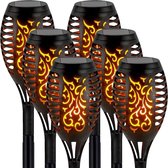 Homèlle Solar Tuinfakkels - 6 stuks - 49,5cm - Tuinverlichting op zonne-energie - Kerstverlichting buiten - Solar tuinverlichting - Tuinlantaarns - Padverlichting - LED - Buitenverlichting