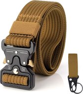 Rigger belt met metalen cobra stijl gesp (inclusief sleutelhanger) - Quickrelease buckle - Rigger riem. Khaki