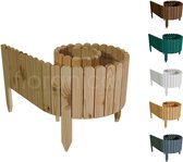 Floranica® Rollborder | Flexibele houten omheining | Onbehandeld dennenhout | hoogte 10cm | lengte 203cm (kan worden ingekort) | 4 maten | perkrand | gazonrand | palissade | perkafscheiding | groente en bloementuinen, bloembakken