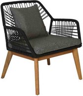 BUITEN living Seville loungestoel tuin | touw + hardhout | zwart