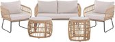 Beliani RAVELLO - Loungeset voor 4 - beige - rotan