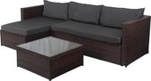 Loungebank Miko Bruin tuin, loungeset buiten wicker