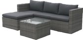 MaxxGarden Loungeset – Rattan Hoekset - 4 persoons - incl. salontafel - Grijs