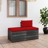 Decoways - 2-delige Loungeset met kussens pallet massief grenenhout