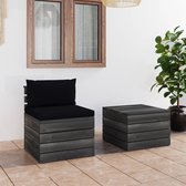 Decoways - 2-delige Loungeset met kussens pallet massief grenenhout