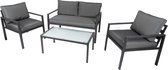 Lifetime Garden Tuinset Milan - 4-Persoons - Loungeset Tuinmeubels: 2x Tuinstoel, 1x Tuinbank, 1x Tuintafel - 7 Tuinkussens - Grijs