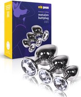 Metalen Buttplugs voor mannen en vrouwen - Buttplug Set 3-Delig - Anal & Butt Plug - Helder/Wit