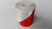 Reflecterende tape Klasse I: rood-wit patroon - 5 cm breedte - 300 cm lengte