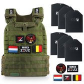 ZEUZ® Crossfit & Fitness Gewichtsvest 16,5 KG – Tactical Vest & Trainingsvest - Verstelbaar in Gewichten – 19 Standen - Groen