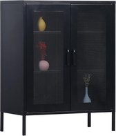 MaximaVida metalen locker vitrine kast Finn 100 x 80 x 40 cm zwart - 2 schappen