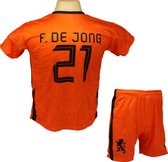 Frenkie de Jong Nederlands Elftal Voetbaltenue - Replica Voetbal T-Shirt + Broek Set - Oranje - Maat: 152